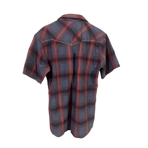 Cowboy Legend Mens Blue Red Short Sleeve Plaid Snap Button Down Shirt Size XLT - Picture 2 of 9